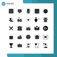 Group of 25 Solid Glyphs Signs and Symbols for gas shipping seo e cargo Editable Vector Design Elements