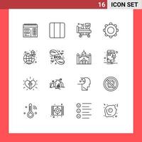 Stock Vector Icon Pack of 16 Line Signs and Symbols for growth navigation hospital mobile basic Editable Vector Design Elements