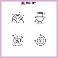 User Interface Pack of 4 Basic Filledline Flat Colors of nature cup wave toilet day Editable Vector Design Elements