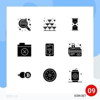 9 iconos creativos signos y símbolos modernos de carpeta de signos archivos de reloj de arena arena elementos de diseño vectorial editables vector