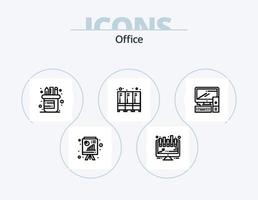 paquete de iconos de línea de oficina 5 diseño de iconos. análisis. oficina. seguridad. archivos adjunto vector