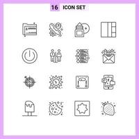 User Interface Pack of 16 Basic Outlines of button grid phone skin cleansing body soothing Editable Vector Design Elements