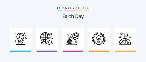 Earth Day Line 5 Icon Pack Including protection. globe. earth. earth. calender. Creative Icons Design vector