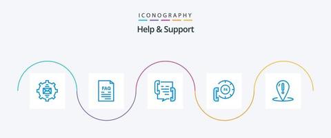 paquete de iconos azul 5 de ayuda y soporte que incluye comunicación. llamada. ayudar. teléfono. contacto vector