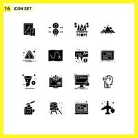 Modern Set of 16 Solid Glyphs Pictograph of mission achievement train woman mom Editable Vector Design Elements