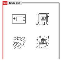 Mobile Interface Line Set of 4 Pictograms of devices notebook products digital flag Editable Vector Design Elements