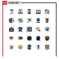 Universal Icon Symbols Group of 25 Modern Filled line Flat Colors of laptop programming wedding coding smartphone Editable Vector Design Elements