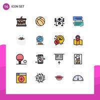 Universal Icon Symbols Group of 16 Modern Flat Color Filled Lines of santa hipster hobbies moustache communication Editable Creative Vector Design Elements