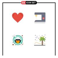 Pack of 4 Modern Flat Icons Signs and Symbols for Web Print Media such as heart casual favorite electric clothing Editable Vector Design Elements