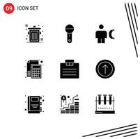 Modern Set of 9 Solid Glyphs and symbols such as paper file avatar calculator info Editable Vector Design Elements