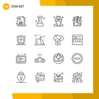 Mobile Interface Outline Set of 16 Pictograms of thinking design casket creative halloween Editable Vector Design Elements