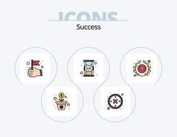 paquete de iconos llenos de línea de éxito 5 diseño de iconos. éxito. hora de trabajar. certificado. horas. rápido vector