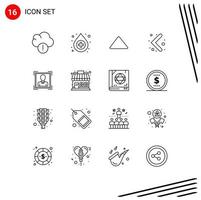 Pictogram Set of 16 Simple Outlines of market id play user id navigation Editable Vector Design Elements