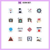 Pictogram Set of 16 Simple Flat Colors of kit emergency archery aid printing Editable Pack of Creative Vector Design Elements