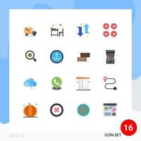 Pictogram Set of 16 Simple Flat Colors of ux layout learn creative right Editable Pack of Creative Vector Design Elements