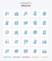 paquete de iconos azules de la guerra militar creativa 25 como el tiempo. rango. ejército. militar. ejército vector