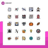 Universal Icon Symbols Group of 25 Modern Filled line Flat Colors of brain health web female server Editable Vector Design Elements