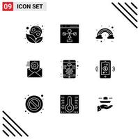 9 Universal Solid Glyphs Set for Web and Mobile Applications development integration programming data management data Editable Vector Design Elements