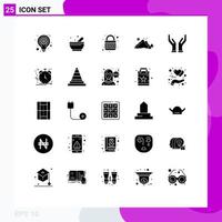 conjunto de 25 iconos modernos de la interfaz de usuario símbolos signos para el cuidado naturaleza internet colina montaña elementos de diseño vectorial editables vector