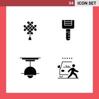 Universal Icon Symbols Group of 4 Modern Solid Glyphs of chineseknot furniture decoration peeler lamp Editable Vector Design Elements