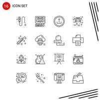 Modern Set of 16 Outlines Pictograph of medical vampire basic teeth halloween Editable Vector Design Elements