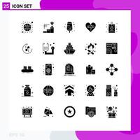 Set of 25 Modern UI Icons Symbols Signs for id badge food love forgiveness Editable Vector Design Elements