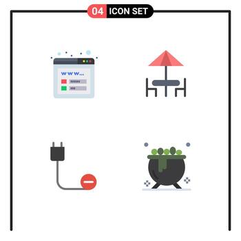 Stock Vector Icon Pack of 4 Line Signs and Symbols for mockup devices diner table power Editable Vector Design Elements