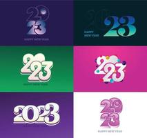 Big Collection of 2023 Happy New Year symbols Cover of business diary for 2023 with wishes vector