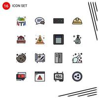 conjunto de 16 iconos de interfaz de usuario modernos símbolos signos para gorra corazón seguridad amor trabajo casco elementos de diseño de vectores creativos editables