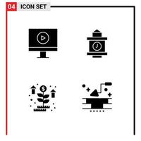 4 Creative Icons Modern Signs and Symbols of display plant train grow building Editable Vector Design Elements