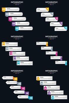 Vector 6 Infographics Pack Presentation slide template 5 Steps cycle diagrams and timelines
