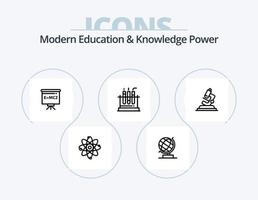 Modern Education And Knowledge Power Line Icon Pack 5 Icon Design. backbag. online. cloud. education. pen vector