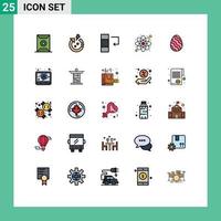 Set of 25 Modern UI Icons Symbols Signs for easter study world research atom Editable Vector Design Elements