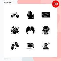 Mobile Interface Solid Glyph Set of 9 Pictograms of halloween men chocolate male hipster Editable Vector Design Elements