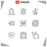 Modern Set of 9 Outlines Pictograph of wisdom knowledge fashion crypto currency coin Editable Vector Design Elements