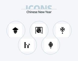 paquete de iconos de glifos de año nuevo chino 5 diseño de iconos. emperador. año. linterna. nuevo. China vector