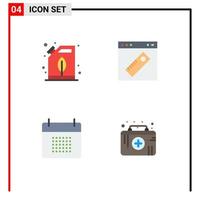 User Interface Pack of 4 Basic Flat Icons of can appointment oil tool date Editable Vector Design Elements