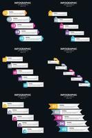 plantilla de diapositiva de presentación del paquete de infografías vectoriales 6 diagramas de ciclo de 5 pasos y líneas de tiempo vector