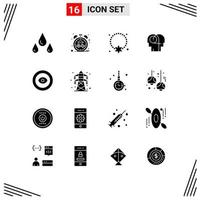 Universal Icon Symbols Group of 16 Modern Solid Glyphs of award human locket hearing better Editable Vector Design Elements