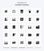 paquete de iconos de 25 glifos negros sólidos de hardware informático creativo, como conexión. hardware. computadora. computadora. hardware vector