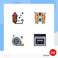 Mobile Interface Filledline Flat Color Set of 4 Pictograms of celebration tape holiday fortune internet Editable Vector Design Elements