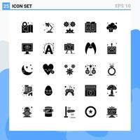 Universal Icon Symbols Group of 25 Modern Solid Glyphs of upload reading engineering knowledge book Editable Vector Design Elements