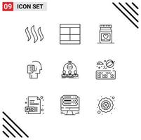 9 Creative Icons Modern Signs and Symbols of schedule list illustration human heart Editable Vector Design Elements