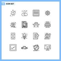 Modern Set of 16 Outlines and symbols such as spend finance cinema cash money Editable Vector Design Elements