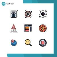 Pictogram Set of 9 Simple Filledline Flat Colors of publish shuttle process mission energy Editable Vector Design Elements