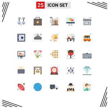Modern Set of 25 Flat Colors and symbols such as vacation calendar logistic computing monitor Editable Vector Design Elements