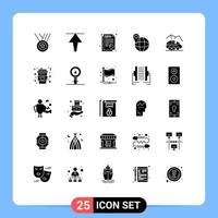 Pictogram Set of 25 Simple Solid Glyphs of transport rover seo planet world Editable Vector Design Elements