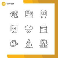 Set of 9 Modern UI Icons Symbols Signs for video multimedia web movie poster Editable Vector Design Elements