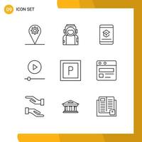 Modern Set of 9 Outlines Pictograph of technology gadgets suit devices knowledge Editable Vector Design Elements