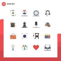 Universal Icon Symbols Group of 16 Modern Flat Colors of investment asset health headphone computer Editable Pack of Creative Vector Design Elements